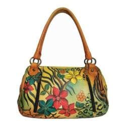 Women's ANNA by Anuschka Hand Painted Ruched Large Satchel 8064 Safari Bloom