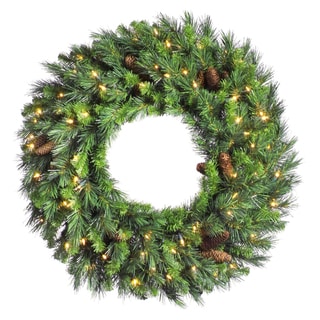 30-inch Cheyenne Pine Wreath Dura-Lit with 50 Clear Lights