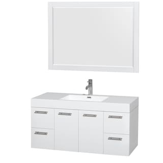Wyndham Collection Amare 48-inch Single Vanity in Glossy White with Acrylic Resin Countertop/ Integrated Sinks