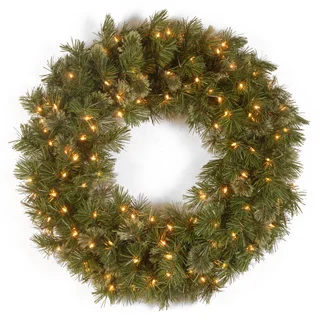 36-inch Wispy Willow Wreath with 100 Clear Lights