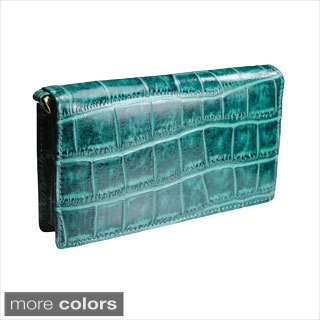 Castello Italian Leather Croc Print Smartphone Wristlet for iPhone 5 and 6