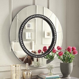 INSPIRE Q Miranda Tile Black Trim Round Accent Wall Mirror