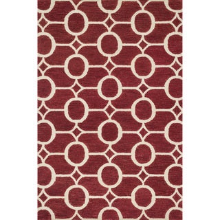 Hand-hooked Meadow Red/ Ivory Wool Rug (7'10 x 11'0)