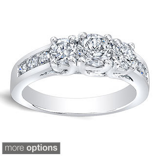 Auriya 14k Gold 1ct TDW Round Diamond 3-stone Engagement Ring (K, I1-I2)