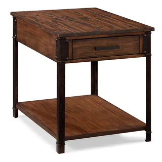 Larkin Rustic Natural Pine End Table with Storage