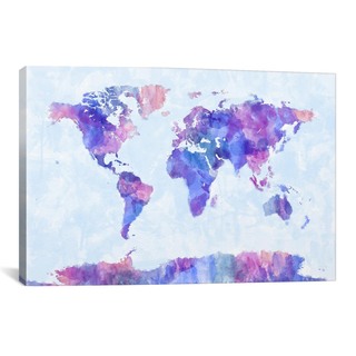 iCanvas Michael Thompsett Map Of The World Paint Splashes V Canvas Print Wall Art