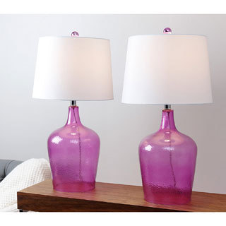 Abbyson Azure Purple Glass Table Lamp (Set of 2)