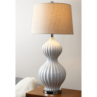 Abbyson Large White Fluted Large Table Lamp