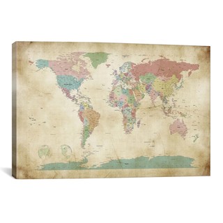 iCanvas Michael Thompsett World Cities Map Canvas Print Wall Art