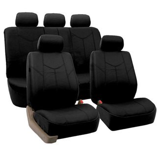 FH Group Black Airbag-compatible PU Leather Seat Covers (Full Set)