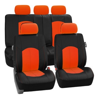 FH Group Orange Perforated Leatherette Auto Seat Covers (Full Set)