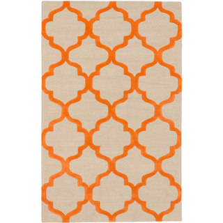 Trellis Khaki Orange Open Field Rug (5'0 x 8'0)