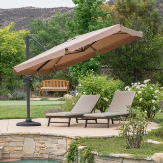 Outdoor Yuma Folding Canopy Umbrella with Base by Christopher Knight Home