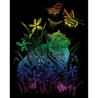 Rainbow Foil Engraving Art Kit 8"X10"-Kitten & Butterflies
