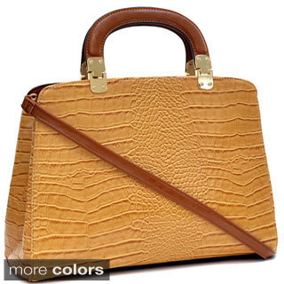 Dasein Croco Embossed Briefcase with Removable Shoulder Strap