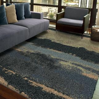 Carolina Weavers Grand Comfort Collection Curry Blue Shag Area Rug (7'10 x 10'10)