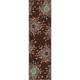 slide 1 of 1, Palm Canyon Oasis Indoor/ Outdoor Firework Brown Area Rug (2'3 x 8')