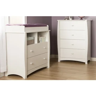 South Shore Beehive Pure White Changing Table and 4-drawer Chest