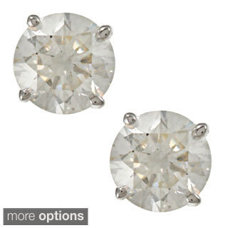 Auriya 18K Gold 1ct TDW Clarity-Enhanced Round Diamond Stud Earrings (E-F, G, H-I, J-K / VS1-VS2, SI1-SI2, I1-I2, I3)