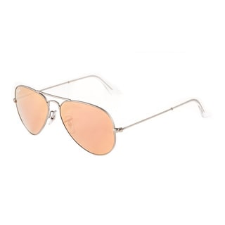Ray-Ban Silver Frame Brown and Pink Mirror Aviator Sunglasses