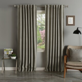Aurora Home Grey Houndstooth Wool 84-inch Curtain Panel Pair