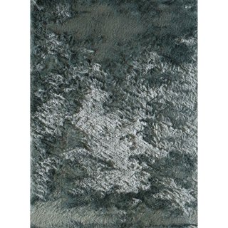 SilkyShag Blue Hand-crafted Polyester Area Rug (5' x 8')