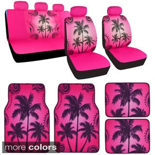 BDK Full Set Palm Tree Car Seat Covers and Floor Mats