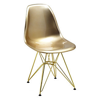 Mid-century Gold Side Chair with Gold Wire Base (Set of 5)