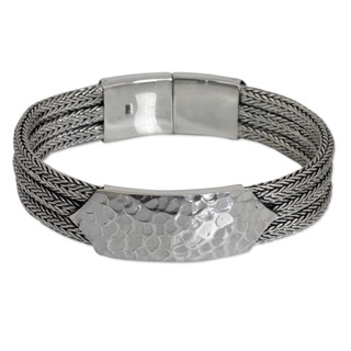 Men's Handcrafted Sterling Silver 'Winter Wheat' Bracelet (Thailand)