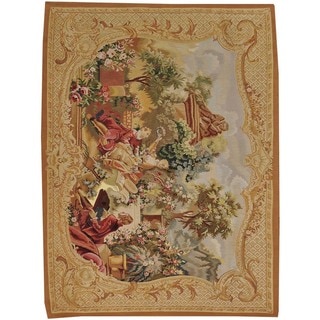Hand-woven Wall Hanging Aubusson Tapestry Wool Rug (4'9 x 6'4)