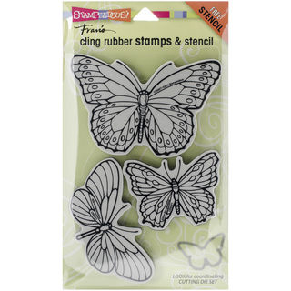 Stampendous Cling Rubber Stamp 5"X7.5" -Penpattern Butterflies