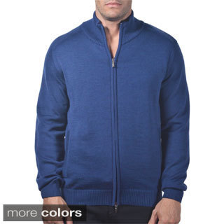 Men's Italian Merino Wool Full-zip Sweater with Pockets