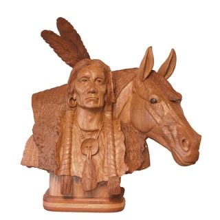 Hand Carved Native American and Horse