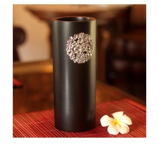 Handcrafted Mango Wood and Pewter Floral Bouquet Vase (Thailand)