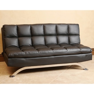 Abbyson Vienna Black Leather Euro Lounger Sofa