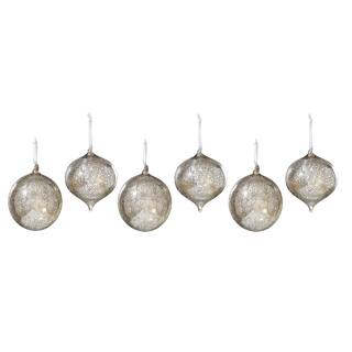 Sage & Co 6-inch Iced Glass Onion Ball Ornaments (Pack of 6)