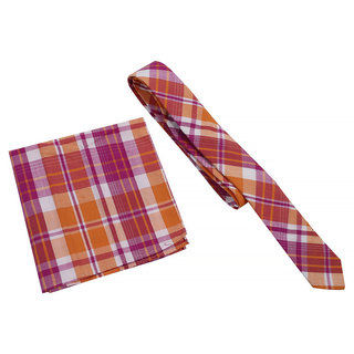 Skinny Tie Madness Men's Cotton Skinny Tie with Matching Pocket Square
