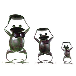 D-Art Set of 3 Antique Iron Frog Candle Holder (Indonesia)