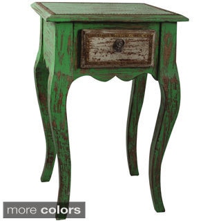 Hand-crafted Teak Wood One-drawer Side Table (India)