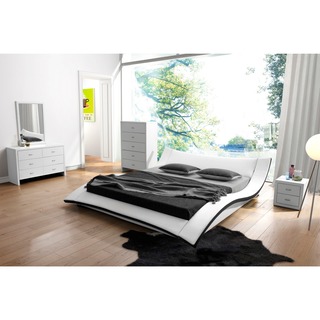 Riley White Faux Leather Contemporary Bed