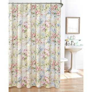 Giverny Fabric Plisse Shower Curtain Set