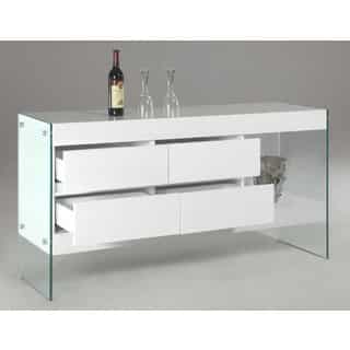 Somette Serena 4-drawer Glass Side Panel Buffet