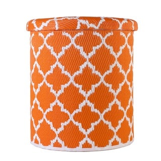 Tangier Carrot and White Outdoor Storage Pouf (India)
