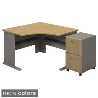 BBF Series A Collection Corner Desk with 2-drawer Mobile Pedestals