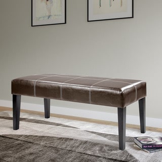 CorLiving Antonio 47-inch Bench in Dark Brown Bonded Leather
