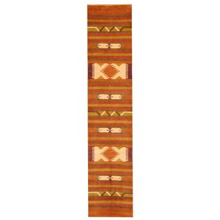 Herat Oriental Indo Hand-woven Chenille Dhurrie Wool Runner (2'6 x 12')