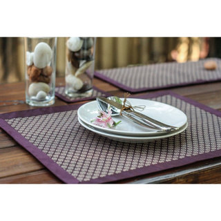 Set of 4 Silk and Cotton 'Mangosteen Flower' Table Linens (Thailand)