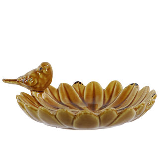 Brown Ceramic Bird Feeder