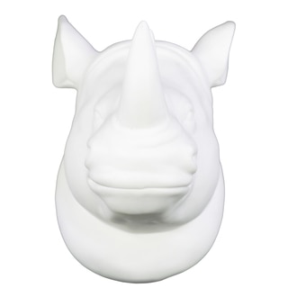 White Porcelain Rhino Head Wall Mount