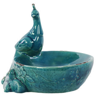 Ceramic Turquoise Bird Feeder